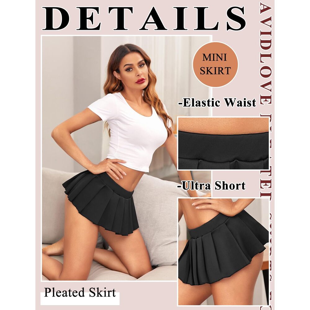 2977 Sexy Role Play Pleated Mini Skirt Ruffle Short Skirt for Schoolgirl - Picture 4 of 8